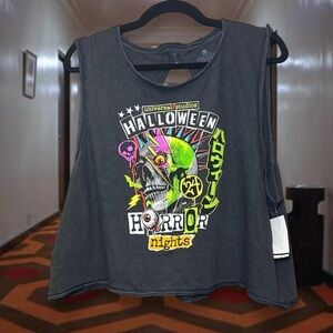 NWT Universal Studios Halloween Horror Nights 2024 Punk Emo Skull Boxy Crop Top